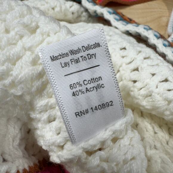 Marine Layer NWT Caro Cropped Crochet Tank Size L Square Neck Colorful Trim - Picture 6 of 10